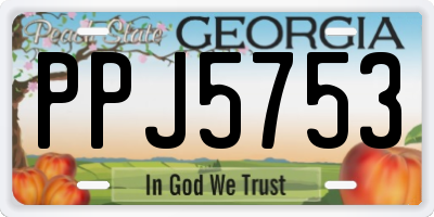 GA license plate PPJ5753
