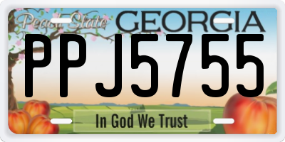 GA license plate PPJ5755