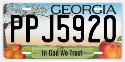 GA license plate PPJ5920