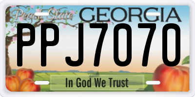 GA license plate PPJ7070