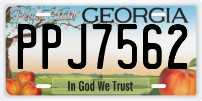 GA license plate PPJ7562