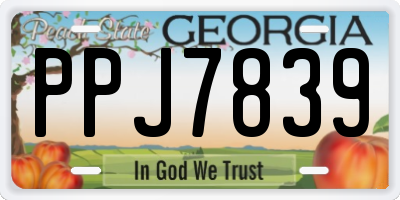 GA license plate PPJ7839