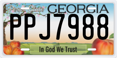 GA license plate PPJ7988