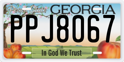 GA license plate PPJ8067