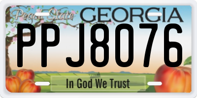 GA license plate PPJ8076
