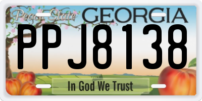 GA license plate PPJ8138