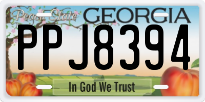 GA license plate PPJ8394