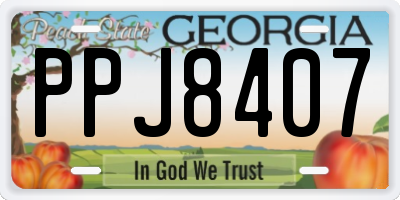 GA license plate PPJ8407