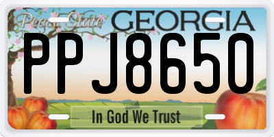 GA license plate PPJ8650