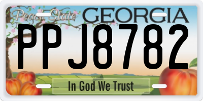 GA license plate PPJ8782