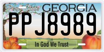 GA license plate PPJ8989