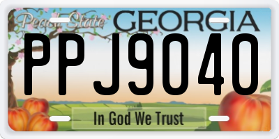 GA license plate PPJ9040