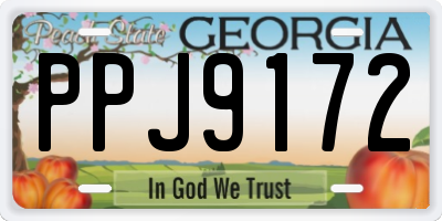 GA license plate PPJ9172