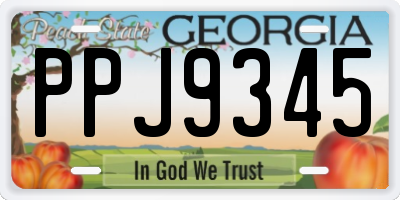 GA license plate PPJ9345