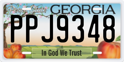 GA license plate PPJ9348