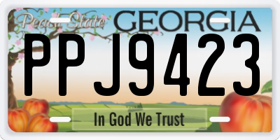 GA license plate PPJ9423