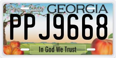 GA license plate PPJ9668