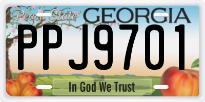 GA license plate PPJ9701