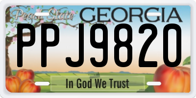 GA license plate PPJ9820