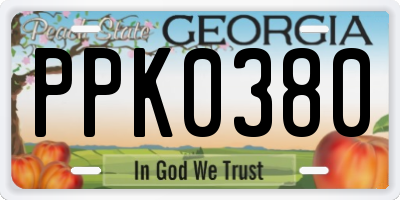 GA license plate PPK0380