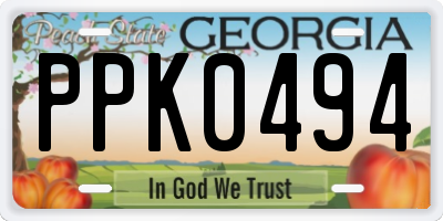 GA license plate PPK0494