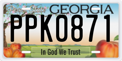 GA license plate PPK0871
