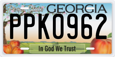 GA license plate PPK0962