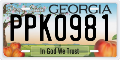 GA license plate PPK0981