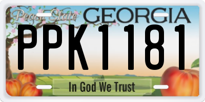 GA license plate PPK1181