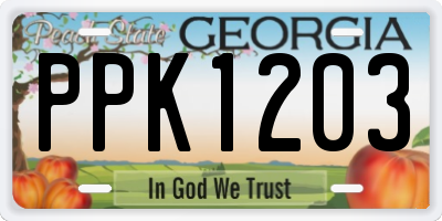 GA license plate PPK1203