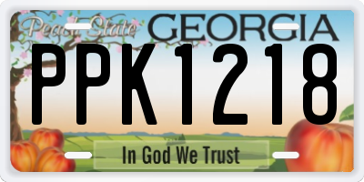 GA license plate PPK1218