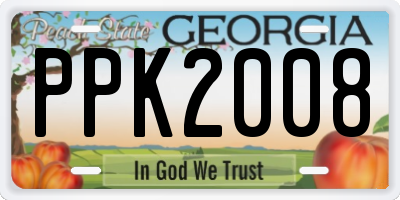 GA license plate PPK2008