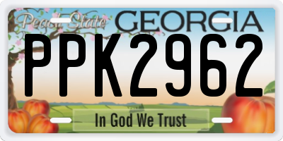 GA license plate PPK2962