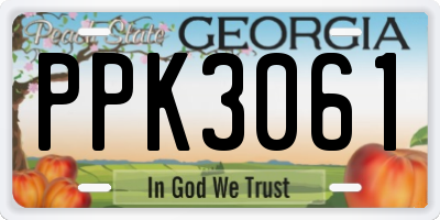 GA license plate PPK3061