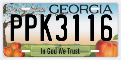 GA license plate PPK3116