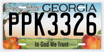 GA license plate PPK3326