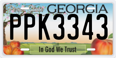 GA license plate PPK3343