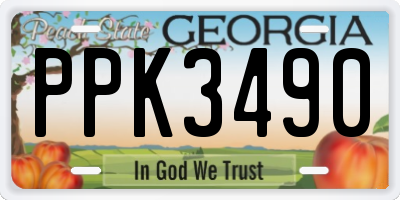 GA license plate PPK3490