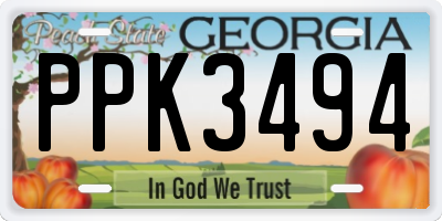 GA license plate PPK3494