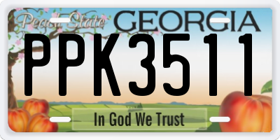 GA license plate PPK3511