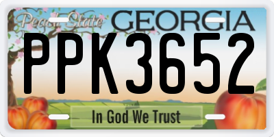 GA license plate PPK3652
