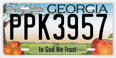 GA license plate PPK3957