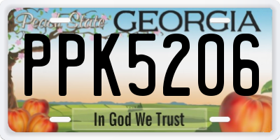 GA license plate PPK5206