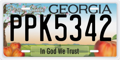 GA license plate PPK5342