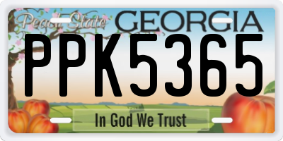 GA license plate PPK5365