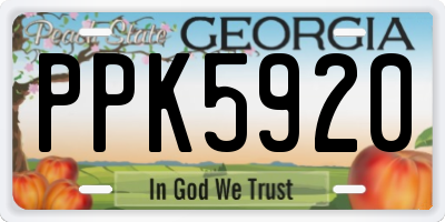 GA license plate PPK5920