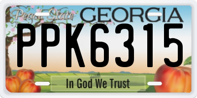 GA license plate PPK6315