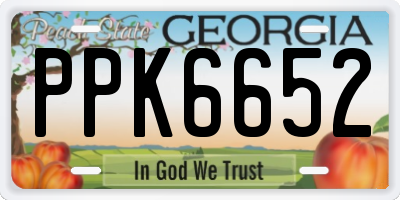 GA license plate PPK6652