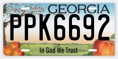 GA license plate PPK6692