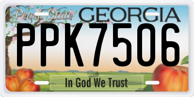GA license plate PPK7506